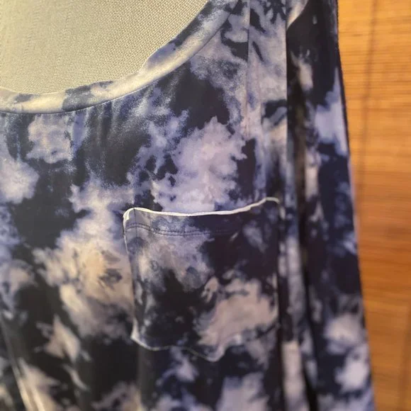 CATO Beautiful Blue & White Dress with Drawstring Waist Long Sleeves 26/28W EUC - Picture 3 of 6